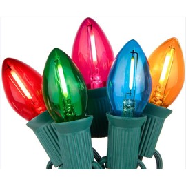 C7 Christmas LED String Lights, 25Ft C7 Vintage Clear Multicolor Lights with 27 Colorful LED Bulbs (2 Spare) for Indoor Home Outdoor Backyard Wedding Party Christmas Decorations