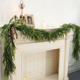 N&T NIETING 6FT Artificial Norfolk Pine Garlands, Real Touch Pine Garland, Faux Greenery Garland Winter Christmas Garland for Table, Mantle, Holiday Indoor Outdoor Christmas Decorations (1 Pcs)