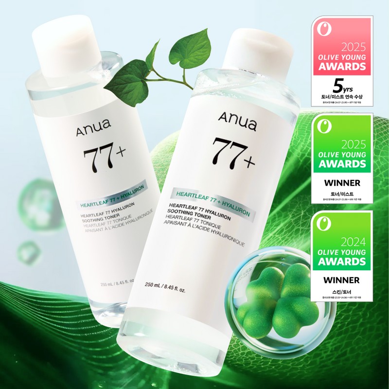 Anua Heartleaf 77 Hyaluron Soothing Toner 350ml Refill Set (+Refill