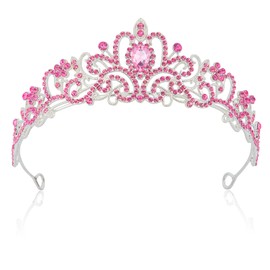 Crown, Tiaras for Women, Crystal Tiaras for Girls Princess Crown,Pink Tiara Crown Birthday Crown for Girls,Queen Crown for Bridal Prom Wedding Tiara Birthday Party Costumes Gifts Rhinestone Headband