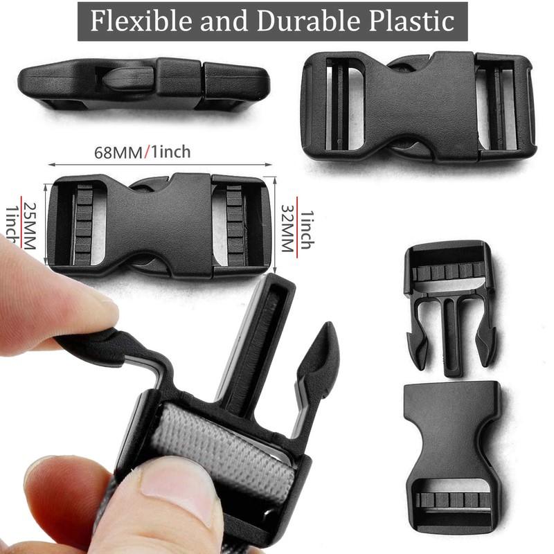 2Pcs Side Release Buckle Tan Tri-glide Slide Clip 4Pcs Replacement