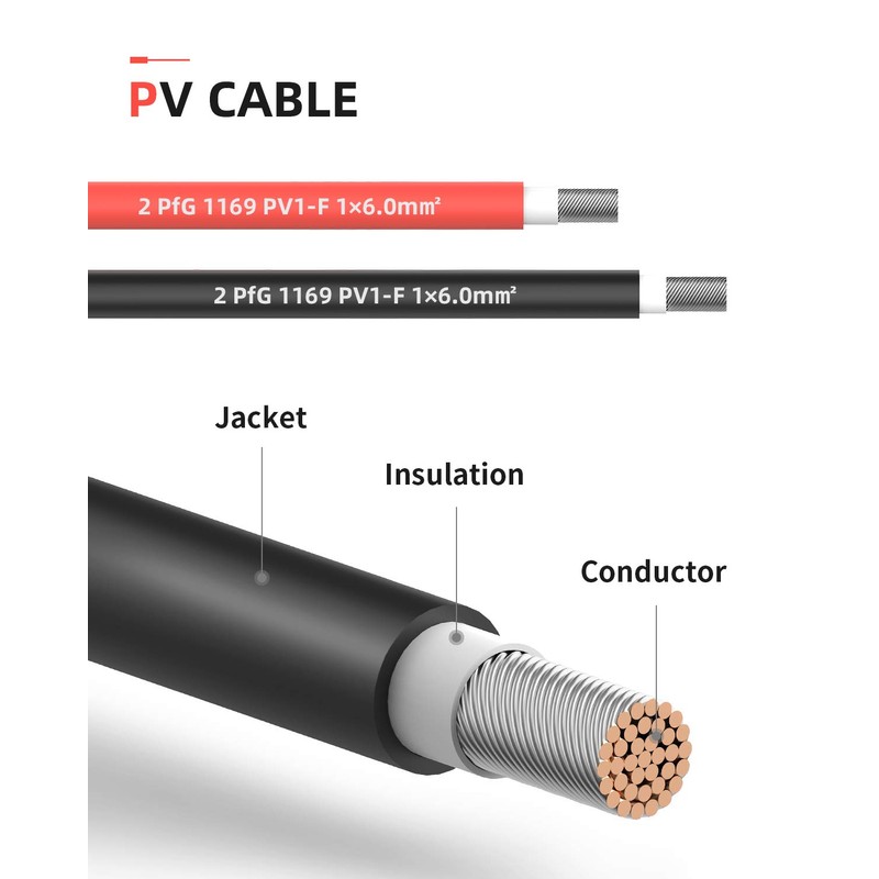 BougeRV 30 Feet 10AWG Solar Extension Cable with Female and