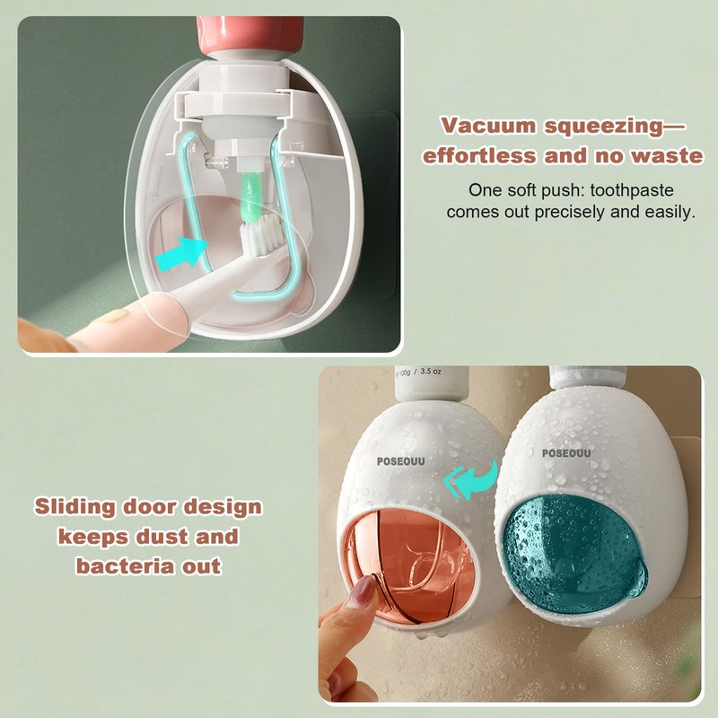 Toothpaste Dispenser Wall Mounted for Bathroom, Sapphire Blue