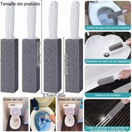 Paquete de 4 Cepillos de Piedra Pómez con Mango Extralargo, Limpiador de Inodoro de Piedra Pómez Natural para Quitar la Anilla de la Taza del Inodoro/Baño/Piscina/Cocina/Hogar, Color Gris, Material PP