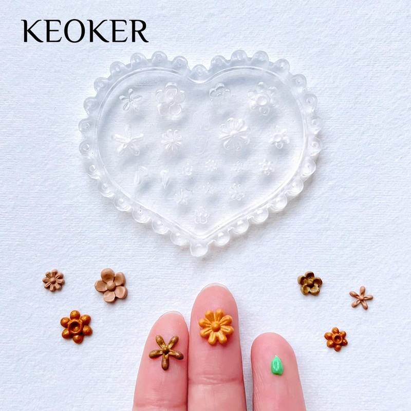 KEOKER Flower Polymer Clay Molds - 4 Pcs Daisy Miniature