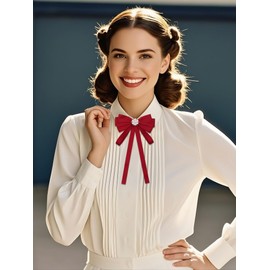 Luckyvestir Bow Tie for Women Clip on Womens Tie Pre Tied Adjustable Western Tie for Uniform School Party Wedding