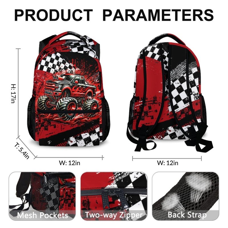 FLEXIMX Kids Boys Backpack Truck Backpacks for School Travel Casual,
