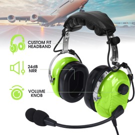 SVXSODA Aviation Headsets GA Headphone Noise Reduction for Pilot Trainees Beginner PPL Students Casual Flyers Flight Passengers Aviation Maintenance Ground Crew Flying Enthusiasts (629-A-GREEN)