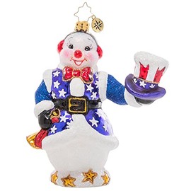 Christopher Radko Hand-Crafted European Glass Christmas Decorative Ornament, Star Spangled Snowman
