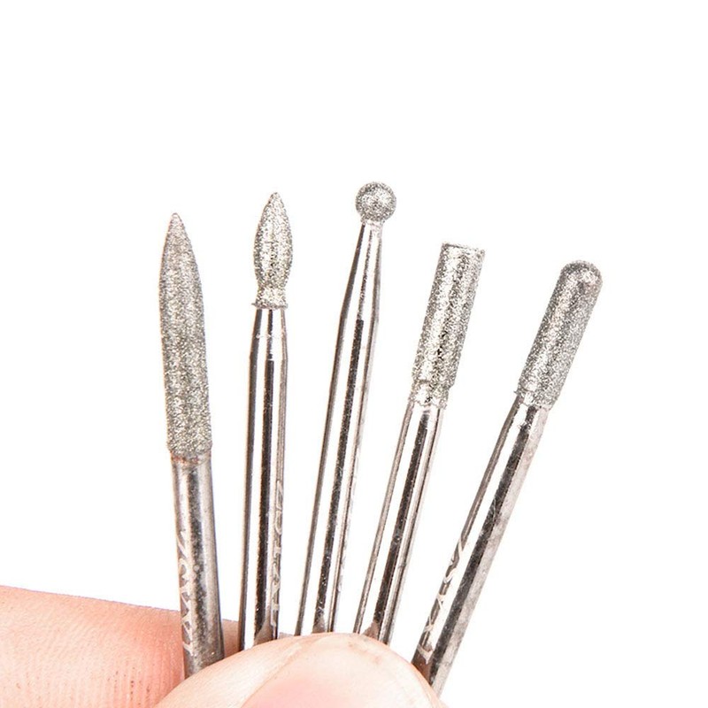 Gasea 30pcs 2.35mm Shank Diamond Coated Rotary Burr Drill Bits