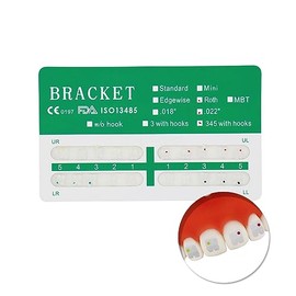 10 Paquetes de Soportes Dentales Ortodónticos de Cerámica, Brackets MBT/Roth de 022" Ranura 345 con Gancho (Soporte Roth)