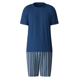 CALIDA Relax Superlight Men's Short Pyjamas Made from 100% Extra Light Supima Cotton, Breathable and Temperature Regulating, Pottery Blue