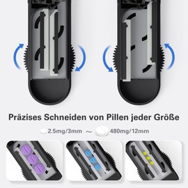 BUG HULL Tablet Divider for Multiple Pills at Once, Tablet Cutter for Small and Tiny Tablets and Large Tablets, Pill Divider with Hidden Blade Made of Stainless Steel (Black)