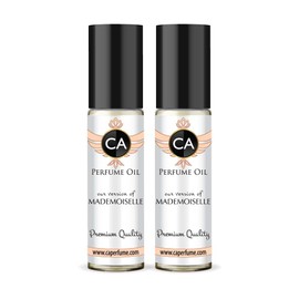 CA Perfume Impression of Mademoiselle For Women Replica Fragrance Body Oil Dupes Alcohol-Free Essential Aromatherapy Sample Travel Size Concentrated Long Lasting Attar Roll-On 0.3 Fl Oz-X2
