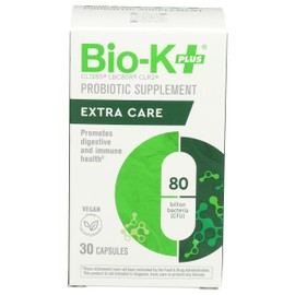 Bio-K + Extra Care Probiotic Supplement Capsules for Adult Men and Women, 80 Billion Active Bacteria, Promotes Immune System Health - Vegan & Gluten-Free Delayed Release, 30 Capules/Box]