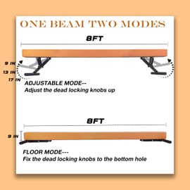 Seliyoo 8FT Balance Beam Gymnastics Beam for Kids of All Gymnastic Levels, Height Adjustable Gymnastic Training Beam Gymnastics Equipment for Teens Adults at Home and Gym Use