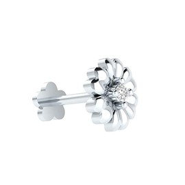 DSG Jewels Sterling Silver Nose Stud, 16G, 8mm, Natural Diamond (J-K Clarity, I1-I2, 0.01 CT)