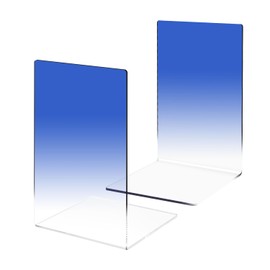 Honagu Book Ends, Acrylic Bookends, Clear Book Ends for Shelves, Desk Book Organizer, Book Holder Stand Decorative for Heavy Books, CDs, Video Games (1 Pair/2 Pieces, Gradient Royal Blue)