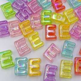 21mm Large Letter E Beads, 26pcs Chunky Letter Beads for Paracord Bag Keychains Charms, Acrylic Colorful 3D Bubble Big Alphabet Bead with 6mm Large Hole