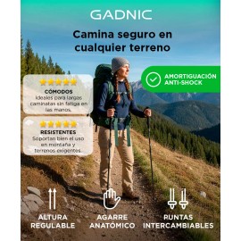 Dos Bastones de Senderismo Gadnic Especial Trekking Antishock Color Negro