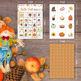 Ziyouza Happy Fall Bingo Bingo - Thanksgiving Bingo Games, 24 Players Bingo Games for Fall Autumn Activity Family or Adult, Great Party & Classroom Game -14