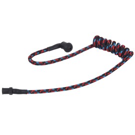 Pdflie Braided Knitted Woven Fabric Fiber Coil Tube Replacement for Walkie Talkie Radio Acoustic Earpiece Headset (Black Red Blue Wired)