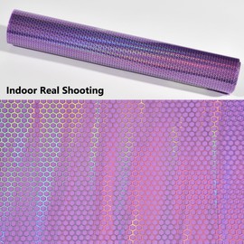 AuMoHall 1 Roll Purple Holographic Laser Headlight Taillight Tint Honeycomb Graphic Chameleon Tail Light Lamp Cover Film Car DIY Self Adhesive Tint Film Sheet, 11.81'' x 39.37''