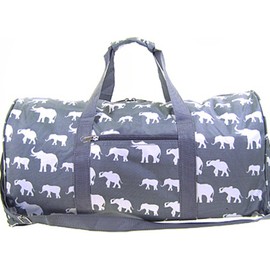 Gray Elephant Print Duffle Bag Travel Luggage Carryon Dance Cheer Bag