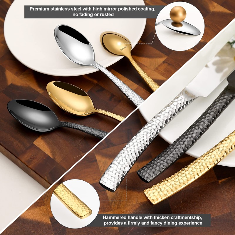 VIVANI Theoson 20-Piece Gold Heavy Silverware Set for 4, Thicken