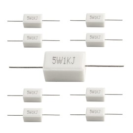 Qjaiune 10Pcs Cement Resistor 5W 1K Ohm Resistor, Ceramic Resistor Power Resistor, Precharge Horizontal Resistors Wirewound Resistor, Flame Resistance