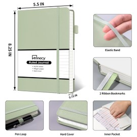 Annecy Lined Journal Notebook, Hardcover Numbered College Ruled Journal, Medium 5.5x 8.25, 160 Pages 100GSM Writing Paper, Grey Green