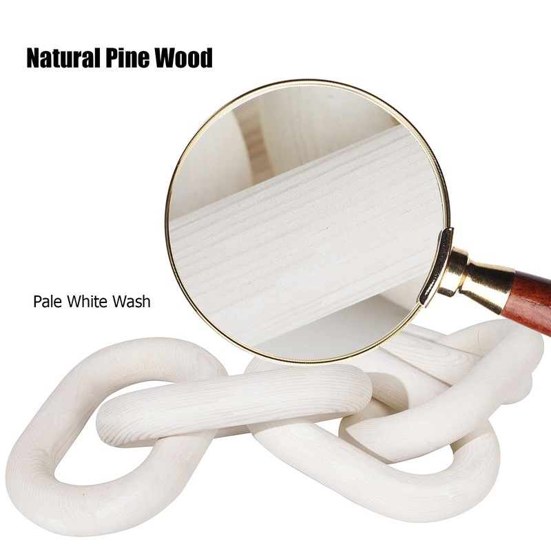 HMASYO White Wood Chain Link Decor, 5-Link Wooden Decorative Chain