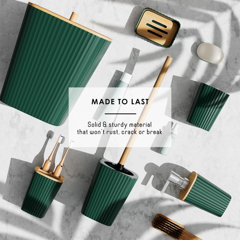 Clara Clark Bathroom Set - Hunter Green Bathroom Accessories Set,