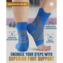 Doctor's Select Copper Ankle Compression Sleeve - Copper Ankle Braces for Men, Plantar Fasciitis Compression Socks, Foot Wraps for Pain, Compression Ankle Sleeve, Blue