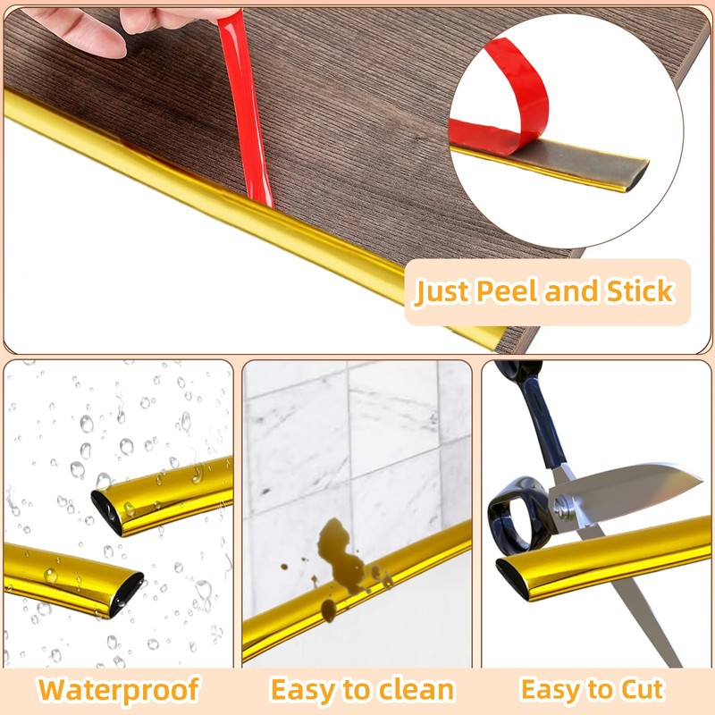 Gold Peel and Stick Trim Molding, 10Ft Premium Wall Ceiling