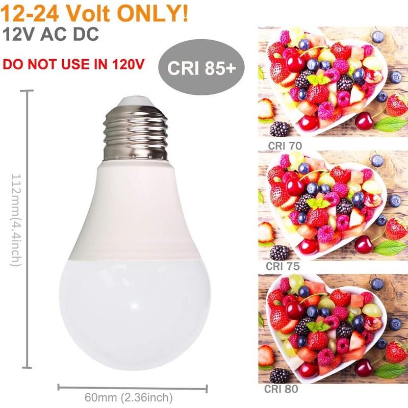 12V LED Light Bulb 7W 630Lm Low Voltage E26 Base