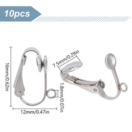 HOBBIESAY 10Pcs Clip-on Earrings Findings Earring Clip Backs Clip-on Earring Converters Stainless Steel Clip on Earrings Non-Piercing Earrings Ear Clip for Women DIY Earring Jewelry Making