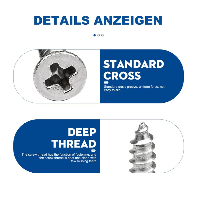 NINDEJIN 242Pcs 304 Stainless Steel Flat Head Self Tapping Screw