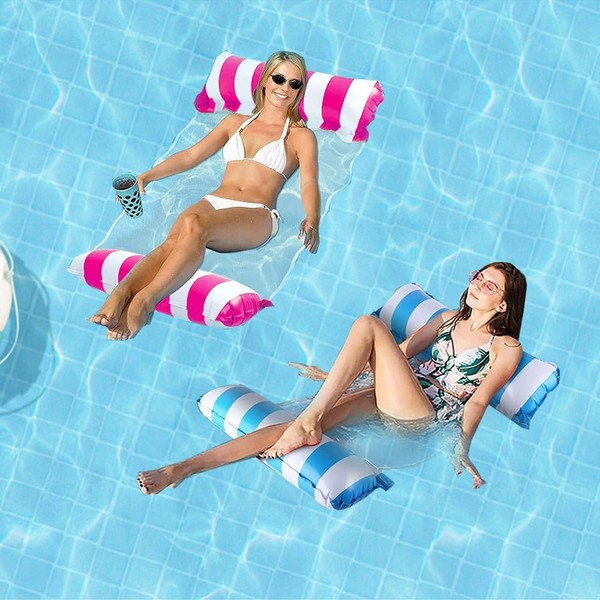 2 Pack Inflatable Pool Floaties for Adults - 4-in-1 Water