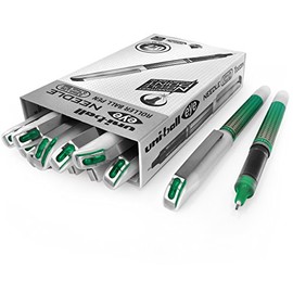Uni-Ball UB-187s Eye Needle Roller Ball Pen GREEN 0.7mm Ball - (Pack Of 12)
