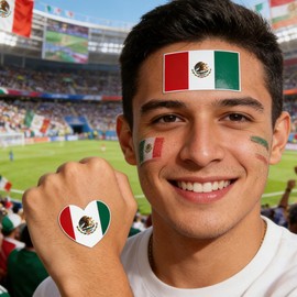 Baluue 20 Tatuajes Temporales - Pegatinas Faciales de Fútbol para Aficionados - Pegatinas de Tatuajes con La Bandera de Uu., Canadá Y México para El Día Del Partido, Decoraciones para Eventos
