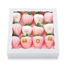 JOHOPACK 15pcs 8x8x2 Inch White Bakery Boxes, Pie Boxes Cookie Boxes with window Chocolate Covered Strawberries Boxes for Christmas Valentine's Mother's Day