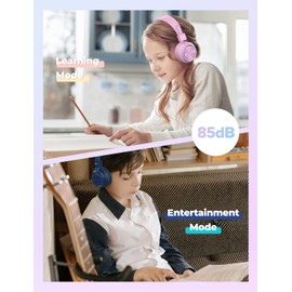 iClever Kids Bluetooth Headphones LED Light Up with Safe Volume,35H Playtime, Stereo Sound Mic,Bluetooth 5.4,Foldable,On Ear Kids Wireless Headphones for Tablet/Airplane/Travel, BTH03 Blue&Pink,2 Pack