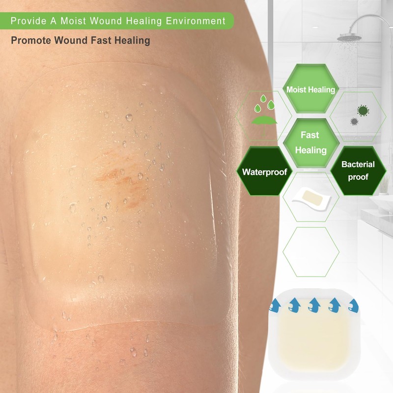 NeuHeils Hydrocolloid Adhesive Bandages, Hydrocolloid Wound Dressing with Border 4''x4''