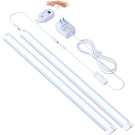 Under Counter Light Fixtures LED Under Cabinet Lighting Plug in,Dimmable Undercabinet Lights with Manual Sensor Control,6000K Cold White,Kitchen,Shelf,Desk,Tool Box Hutch Light,2PCS