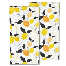 CXULIN Yellow Lemon Hand Towels Set of 2,Tropical Summer Lemons Soft Fingertip Bath Towel Small Face Washcloths Decor Kitchen Towel for Hotel Spa Gym Sport 28x14in