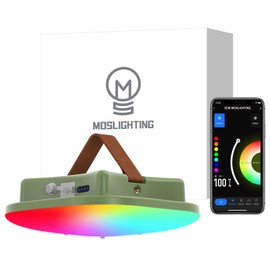 MOSLIGHTING Camping Lantern Rechargeable,LED Smart Light Bluetooth Control by Tuya APP,Music Sync RGB LED Camping Lights,16500mAh Outdoor Light with Magnet Base,16 Million DIY Colors Tent Lights ly01