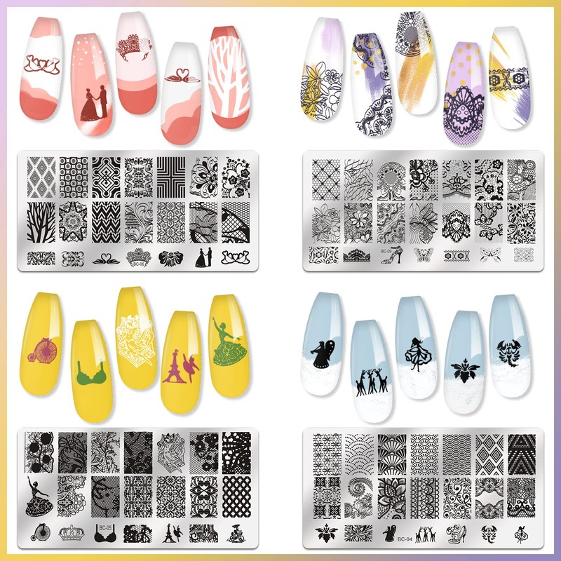 Biutee Nail Image Plate Set of 5 (5 Plate+1 Stamp+1