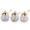 3 Piece Set European Style Gold Sugar Jar with Lid