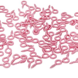 Sscon 300Pcs 4mmX8mm Eye Hooks Screw Eyes Eyelets Screws for Handmade Crafts Pink